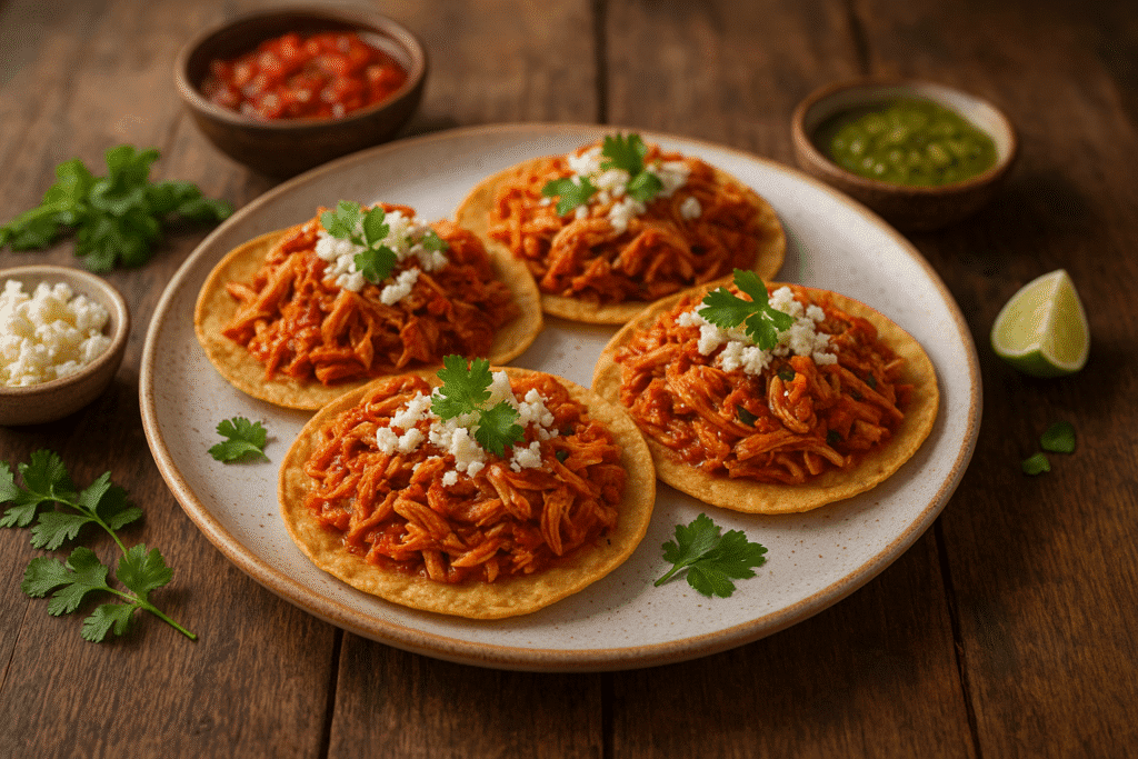 tostadas de tinga de pollo
